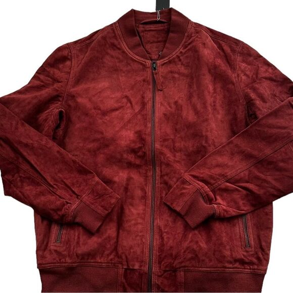 Blank NYC BlankNYC New with Tags Mens 100% Leather Red Goat Skin Bomber Jacket - Picture 5 of 7